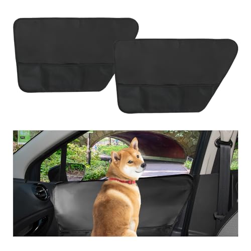 Hbxdeco 2PCS Car Door Protector for Dogs, Anti-Scratch Pet Cars Door Cover with Net Storage Pocket, Waterproof Vehicle Doors Pet Scratch Guard, Universal Interior Car Accessories