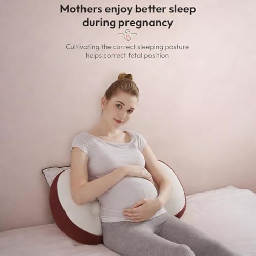 Image of Luxury Comfort Pregnancy Pillow for Women - Pregnant Pillow & Maternity Pillow for Pregnancy Sleeping with Belly Support (White & Maroon Set of 2)