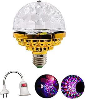 Colorful Disco Rotating Magic Ball Light Bulb with Sockets, LED RGB Strobe Party Lamp Bulb, Dazzling Crystal Disco Prom Stage Decor Light Bulb, for Stage Xmas KTV Bar