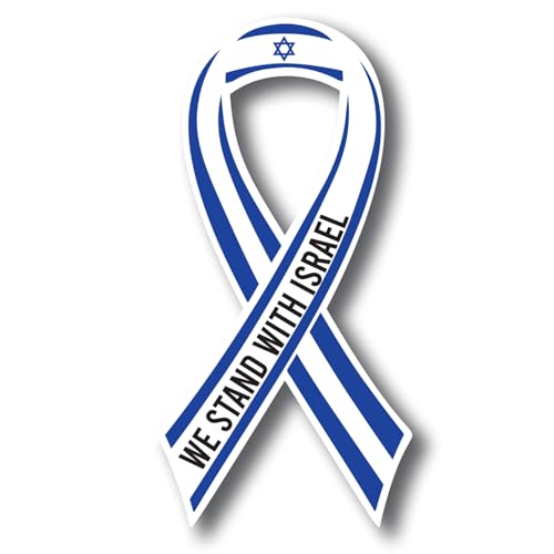 Image of Magnet Me Up We Stand with Israel, Israeli Support Flag Ribbon Magnet Decal, 3.5x7 Inches, Automotive Magnet for Car Truck SUV, or Any Magnetic Surface, Show Support and Solidarity, Crafted in USA