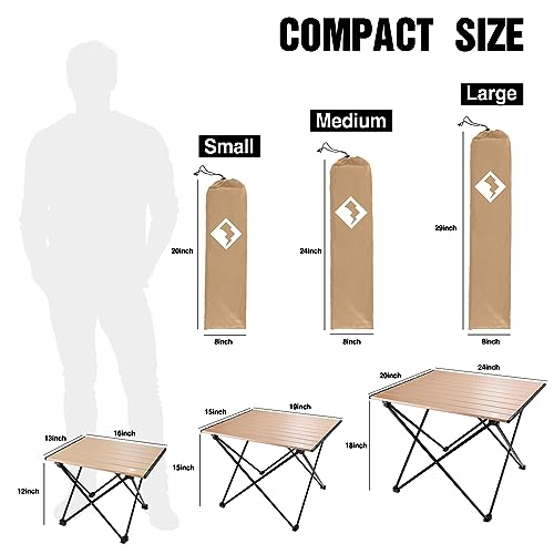 Image of VILLEY Portable Camping Side Table, Ultralight Aluminum Folding Beach Table