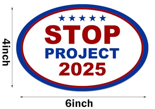 FEUENS 2 Pack Stop Project 2025 Magnets Vinyl Coat of Arms Auto Bumper Magnet Stickers Fade Proof Waterproof Outdoor Indoor, White, TP-01