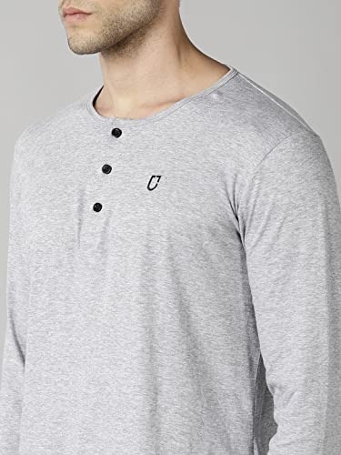 Image of Urbano Fashion Men's Solid Henley Neck Slim Fit Full Sleeve Cotton T-Shirt