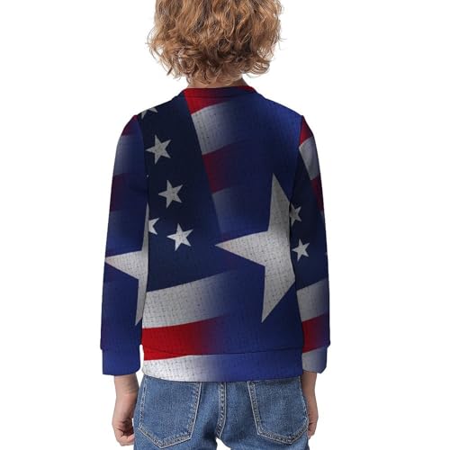 Usa And Puerto Rico FlagsChildren's Casual Pullover Sweatshirt Loose Fit9-11Y2