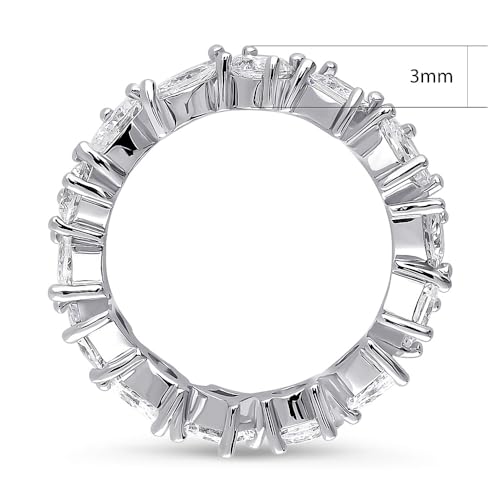 BERRICLE Sterling Silver Cluster Cubic Zirconia CZ Fashion Anniversary Eternity Ring for Women, Rhodium Plated Size 4-103