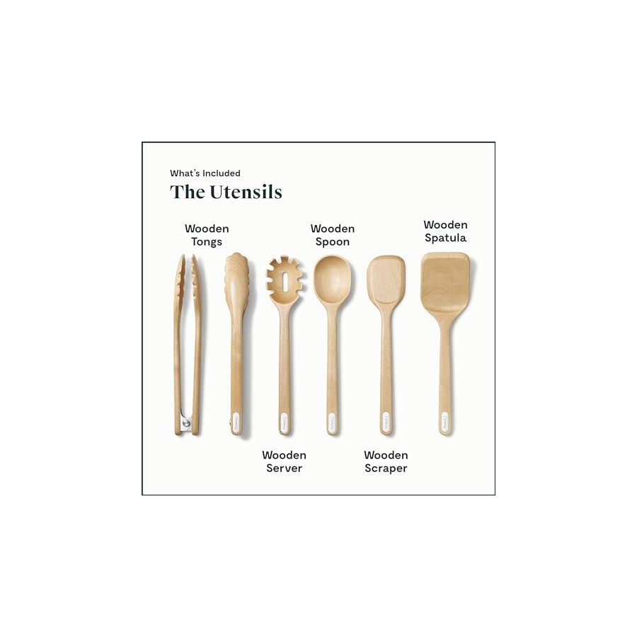 Caraway-14-Piece-Kitchen-Prep-Set-Kitchen-Knife-Set-Wooden-Utensil-Set-Made-With-Premium-German-Steel-Blades-FSC-Certified-Birch-Wood-Non-Toxic-Materials-Includes-Organizer-Mist Caraway 14-Piece Kitchen Prep Set - Kitchen Knife Set & Wooden Utensil Set - Made With Premium German Steel Blades & FSC-Certified Birch Wood - Non-Toxic Materials - Includes Organizer - Mist