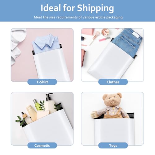 Image of Metronic 300Pcs Poly Mailers 10x13, Small Shipping Bags Bulk for Business | White Mailers Poly Bags for Clothing Shipping Supplies, Strong Adhensive Tear-resistant Mailing Bags Shipping Envelopes