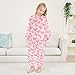 HXshaoye Fashion Pink Butterfly Plush Pjama Set 2 PCS Pjs Set Sleepwear Long Sleeve Top with Bottom para ninas 10-12