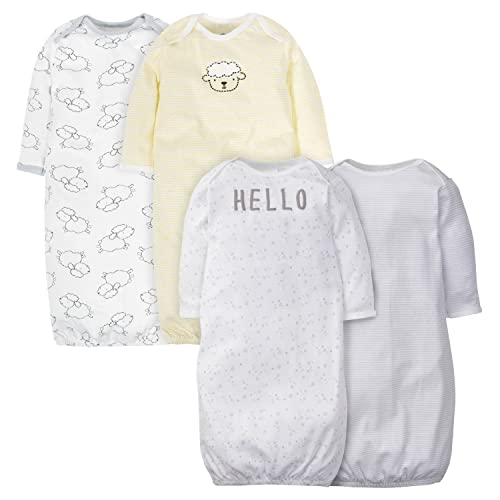 Image of Gerber Baby Boy and Girls 4-Pack Sleeper Gown
