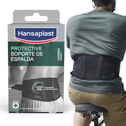 Hansaplast Soporte Protector de Espalda Ajustable, Apoyo y estabilidad, Faja negra para el alivio del dolor, Faja lumbar para sujeción adicional