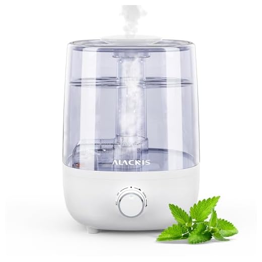 ALACRIS Humidificador Ultrasónico 4L, Gran Capacidad Humidificador de Aire, Relleno Superior Boquilla de 360°, Auto Apagado, Ultra Silencioso para la Habitación de Bebés, Oficina, Dormitorio