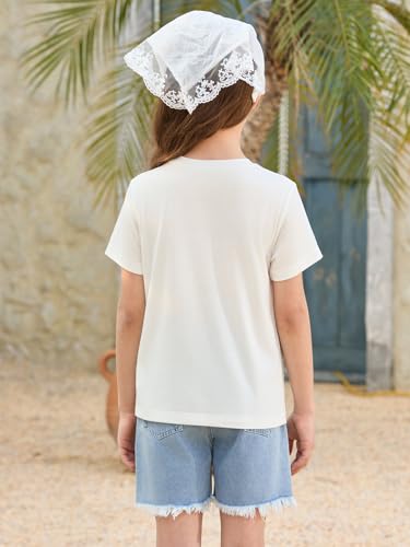 Image of Girls Short Sleeve T Shirts Kids Summer Tops Crewneck Tees 5-14 Years