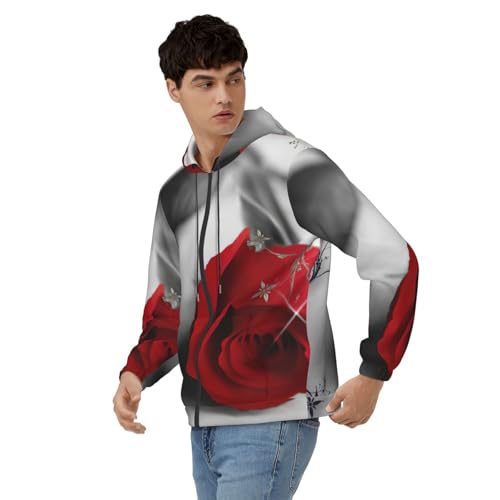 Sweat à capuche rose rouge pour homme pull décontracté d'automne et d'hiver - 4