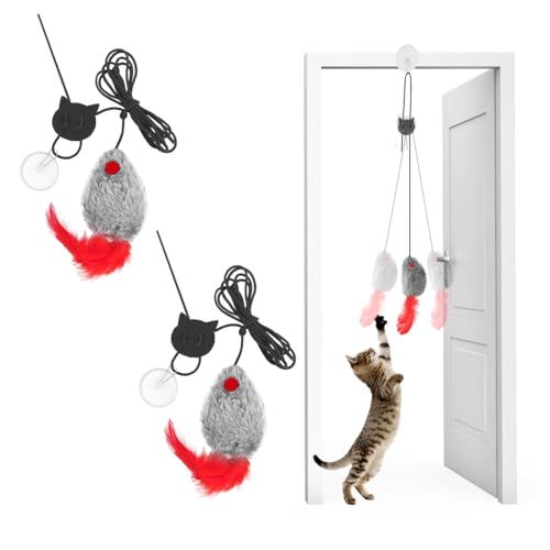 DONGKER Door Hanging Cat Mouse Toy,2 PCS Self Play Cat