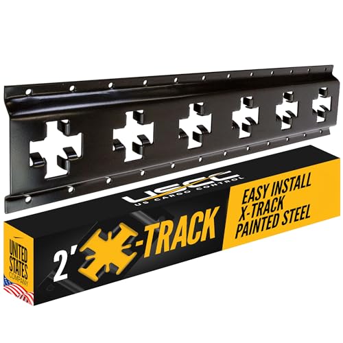 Image of US Cargo Control X Track Rail, 2 FT Black X-Track Rail for Trailers, Pickup Trucks, Garages, and Sheds - Use with E-Track Straps for Vertical and Horizontal Alignment