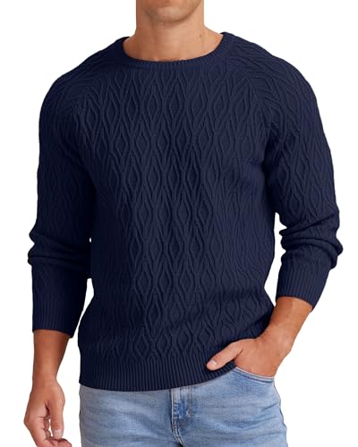 Sailwind Men's Cable Knit Sweater Casual Crewneck Long-Sleeve Knitted Pullover