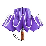 Lejorain - Paraguas grande al revés, impermeable, resistente al viento, plegable, para lluvia, uso al aire libre para mujer (morado)