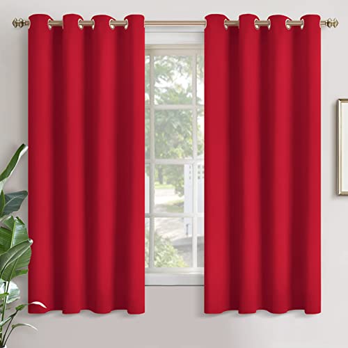 Image of YoungsTex Red Blackout Curtains for Bedroom 52 x 63 Inches Long - Thermal Insulated Drapes with Grommet Room Darkening Privacy for Living Room, 2 Panels