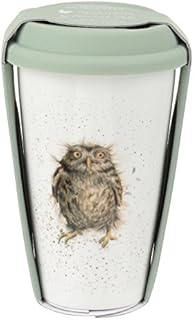Wrendale WNKD78753-XW Travel Mug (Owl), Porcelain Multi Coloured, 9.5 x 9.5 x 15 cm