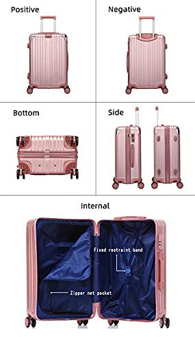 Star river PC+ABS, Zipper, Luggage, Trolley case, Suitcase, Pinks, Silver, Black, Brown, 20 inches, 22 inches, 24 inches, 26 inches, with 4 Sets of Rotating Wheels, Code Lock, Telescopic Rod4