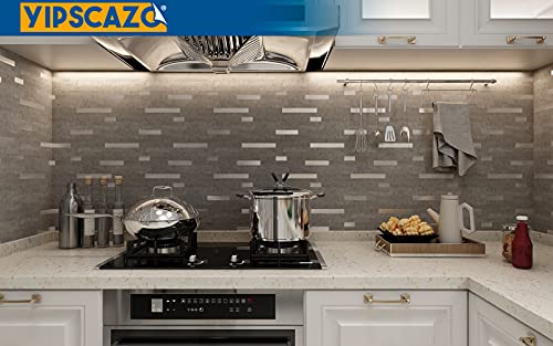 Yipscazo Peel And Stick Stone Metal Tile Backsplash, Faux Gray Marble Look Pvc Mixed Metal Stick On Backsplash Tiles For Kitchen, Bathroom (12'' X 12'', 10 Sheets In Gray) #TOP5
