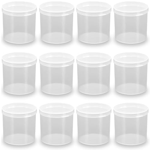 Image of 12 Pcs Clear Storage Box Round Organizer D2.4 x H2.48 Inch, 4.4 oz Transparent Plastic Organizers for Pills Gems Beads Jewelry Small Items