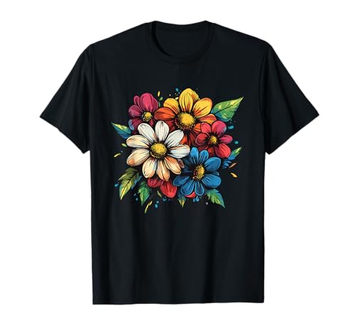 Ramo de Margaritas Coloridas y Vibrantes Flores de Primavera Camiseta