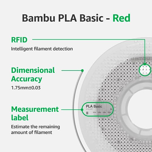 Image of Bambu Lab PLA Filament Matte 3D Printer Filament 1.75mm PLA 1kg High Tenacity Eco Friendly - Red (10200) - Spool