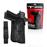 Texas Gun Holsters IWB Gun Holster Bundle - Concealed Inside The Waistband Carry Holster & Tactical Belt - Universal Gun Fit for 9mm/40/45 Models with Optic, Flash and/or Laser Attachments (Right)
