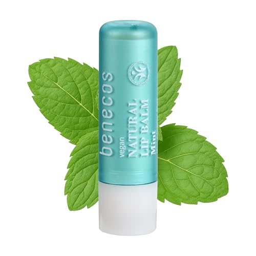 Benecos Natural Lip Balm mint - Lippenbalsam mit kühlendem Minzöl - feuchtigkeitsspendender Pflegestift mit Bio-Sheabutter & Jojoba - vegan & palmölfrei
