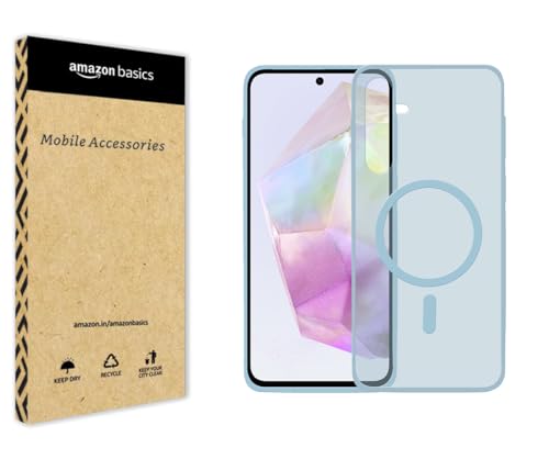Image of amazon basics Luxury Paper Thin Case Cover for Samsung Galaxy A35 5G | Matte Finish | Compatible with magsafe | (Blue, Samsung Galaxy A35 5G)