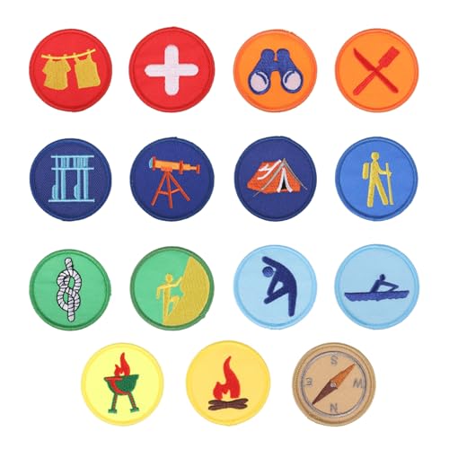 worahroe - 15 pièces d'écussons scouts, écussons enfants scouts, écussons tactiques ronds, bracelets uniformes BSA, écussons brodés à repasser pour jeans vestes chemises chapeaux chaussures sacs à dos