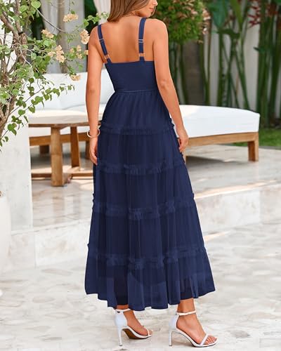 Image of PRETTYGARDEN Women's Summer Dresses 2026 Sleeveless Smocked Tiered Ruffle Tulle A-Line Flowy Wedding Party Maxi Dress