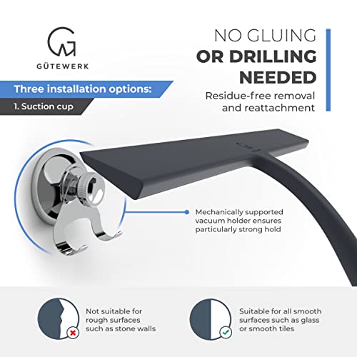 Gütewerk Shower Squeegee For Glass Doors, Rubber Window Squeegee, Small Squeegee For Shower Glass Door, Shower Glass Cleaner, Glass Shower Door Cleaner, Squeegee For Window Cleaning - Black - 11 Inch #TOP3