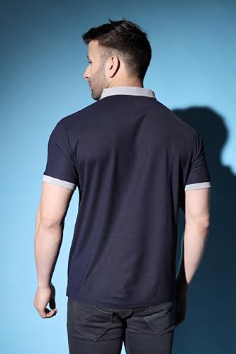 Image of DHRUVI TRENDZ Men Cotton Casual Regular Fit Plain Half Sleeve Polo T-Shirt