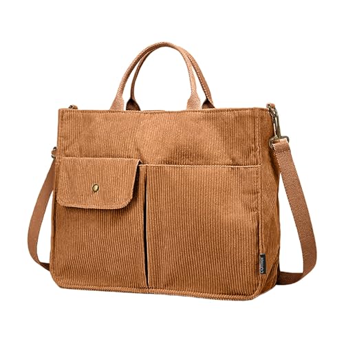 Sac à main velours côtelé grande capacité : cabas épaule femme réglable