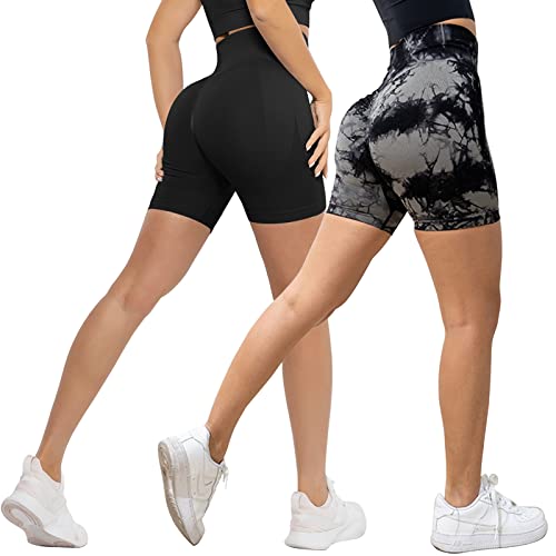 Short de sport sans couture femme cuissard de fitness moulant lot de 2