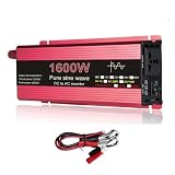 Invertitore Tensione DC 12V/24V A AC 110V/220V Nuovo Inverter A Onda Sinusoidale Pura 1000W 1600W 2000W 2200W Convertitore Portatile Di Accumulatori Di Energia Solare Convertitore Potenza(1600W,24V_22