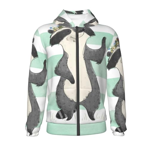 Cute Raccoon Kids Pullover Hoodies Boys Zip Up Sweatshirts Girls Athletic Clothes with Pocket2