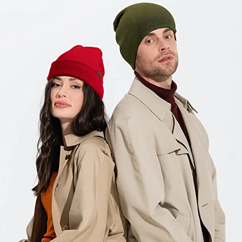 Image of Beanie for Men Winter Thermal Cuffed Knit Hat Warm Gifts Womens Beanies