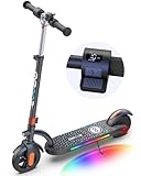 Gyroor Kids Electric Scooter with 180W Motor & LED Visible Display, Colorful Lights, Adjustable Speed and Height, 10 Mph & 10 Miles Range Electric Scooter, Electric Scooter for Kids Ages 8-12