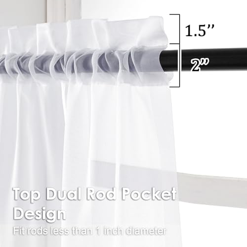 Image of OVZME 2 Panels White Sheer Curtains 96 inch Length for Bedroom, Elegant Light Filtering Sheer White Curtains Window Treatment for Living Room & Sliding Glass Door, Each 42Wx96L