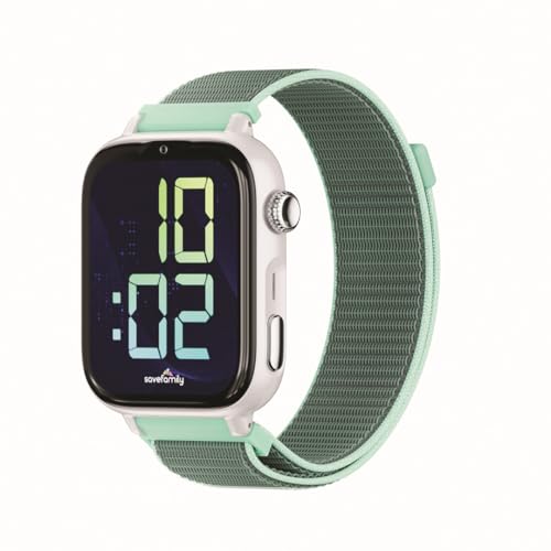 SaveFamily SaveWatch Plus 2 | Reloj Inteligente Niño con Localizador GPS, Llamada, Vídeo, Whatsapp, Spotify, App Store | SIM Incluida - Esfera Blanca y Correa de Tela Ocean