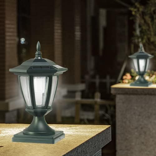 JeeYee 2 Pack Black Solar Post Lantern Retro LED Post Cap Lamp Landscape Waterproof Outdoor Modern Decoration
