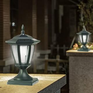 JeeYee 2 Pack Black Solar Post Lantern Retro LED Post Cap Lamp Landscape Waterproof Outdoor Modern Decoration