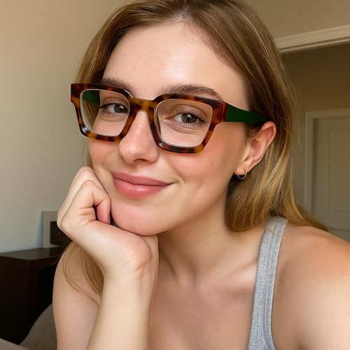 Image of Cyxus 99% Oversized Blue Light Blocking Glasses Women Men Chunky Rectangle Chic Preppy Frame Computer 8143