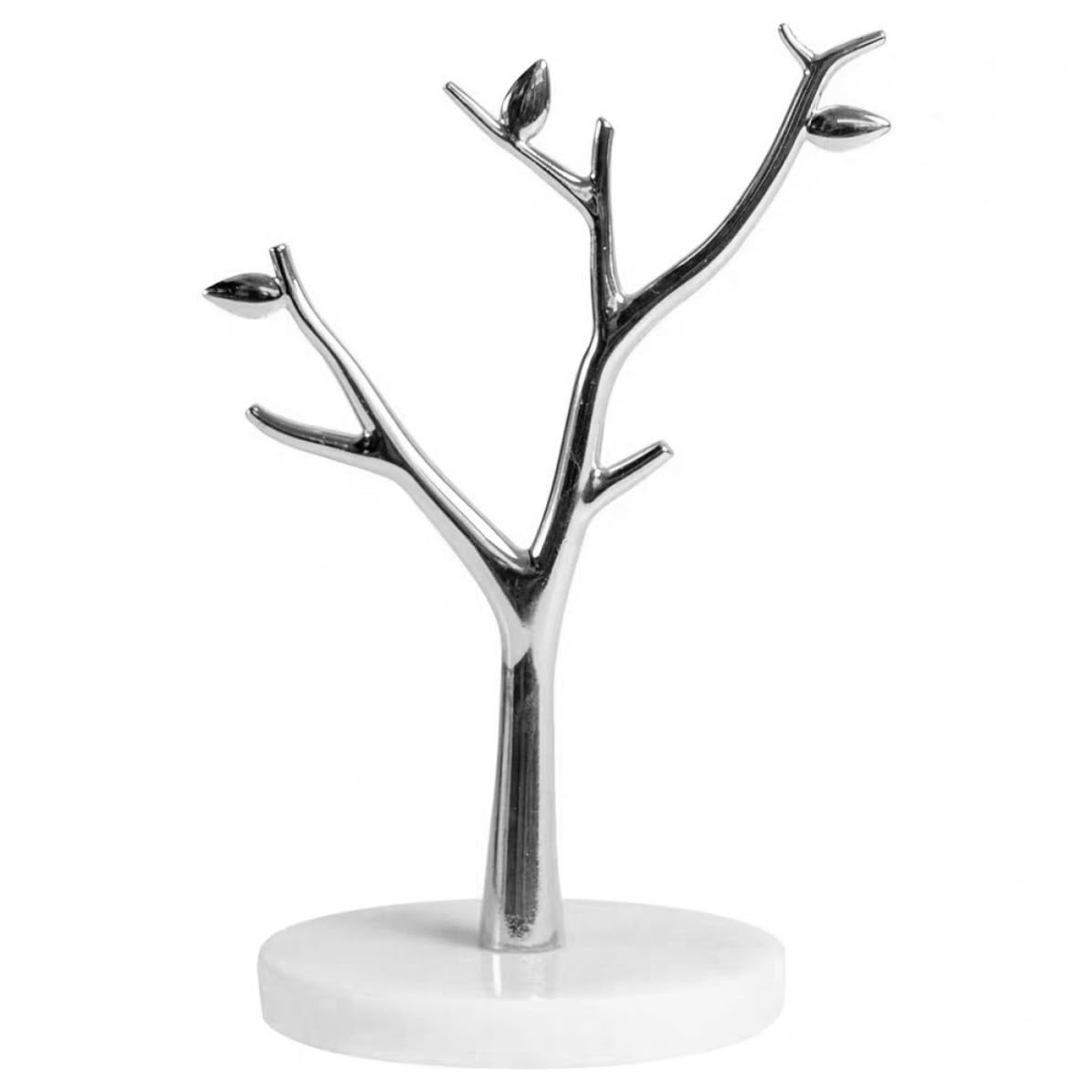 Expositor de Joyas en Forma de Árbol Base de Mármol, Organizador de Pendientes y Collares de Metal para Uso Personal y Comercial