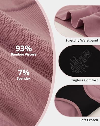 Image of INNERSY Women's Bamboo Viscose Heavy Flow Period Underwear High Waisted Leakproof Panties 3 Pack