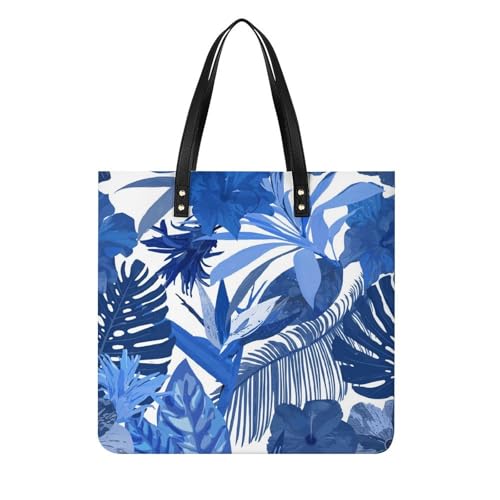 Tote bag de voyage Feuille Bleue, grand sac à main shopper de qualité supérieure pour femme