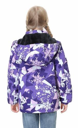 Image of Kid's Ski Jacket Waterproof Winter Coat Boy's and Girl's Fleece Snowboarding Jackets with Detachable Hood